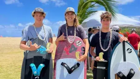 Kai Mirel on the podium F4 Foils Hydrofoils for windsurfing, windwing, surf and SUP